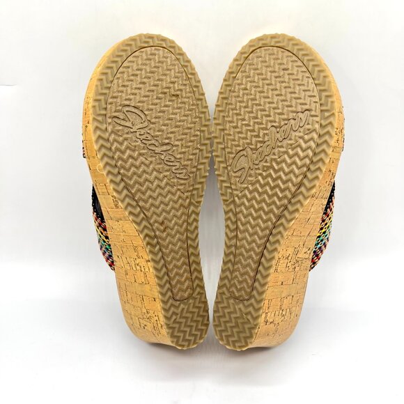 Skechers Cali Womens Beverlee Delighted Wedge Vegan Sandals Rainbow Multicolor - Picture 9 of 15